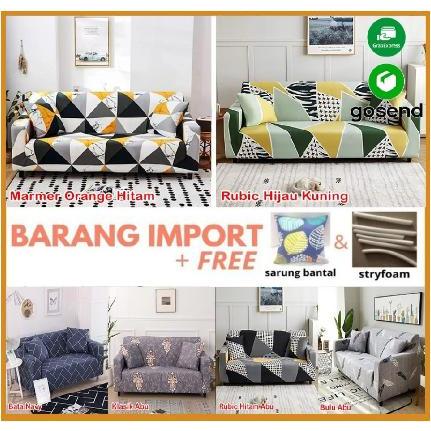COVER SOFA SEATER STRETCH BONUS COVER BANTAL SARUNG SOFA - 2 SEATER