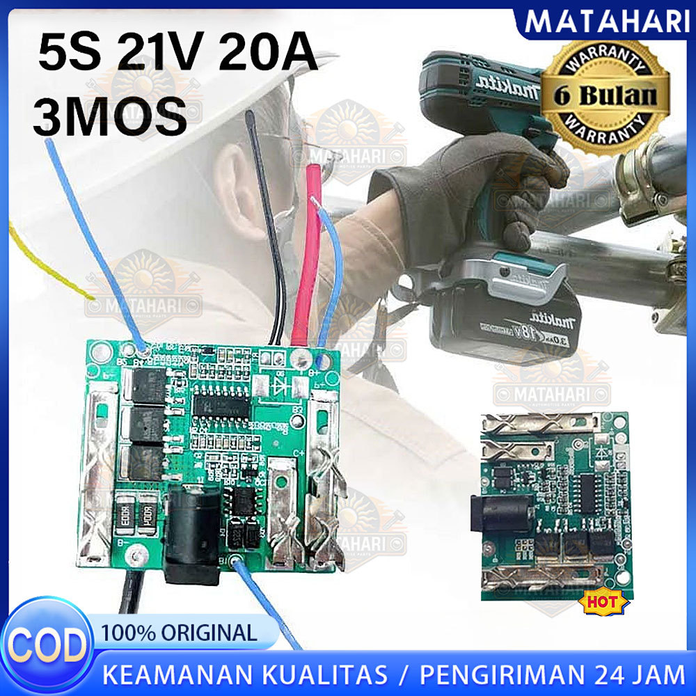 Modul BMS 5s 21V Bor cordless drill Proteksi Baterai Lithium 18650 Bms 5s modul sparepart baterai un