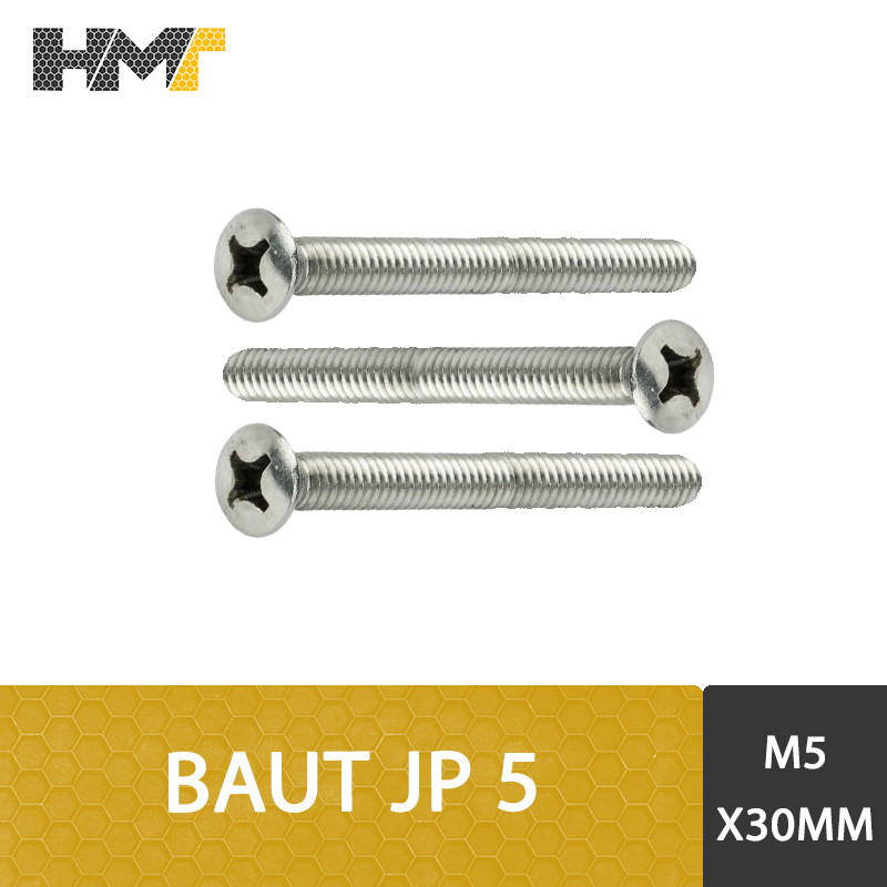 Baut JP M5 x 30 / Baut Kepala Obeng Plus M5 x 30