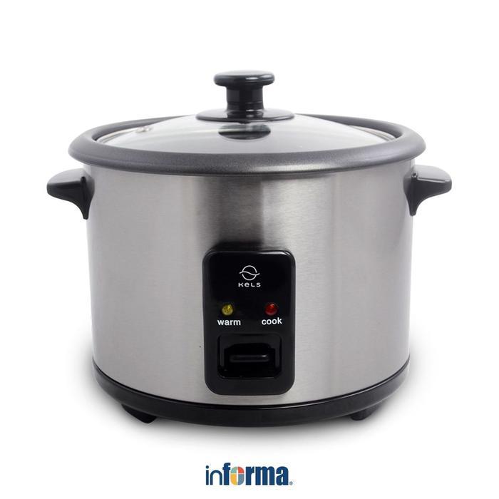 KELS 1 LTR HOPPER RICE COOKER - SILVER