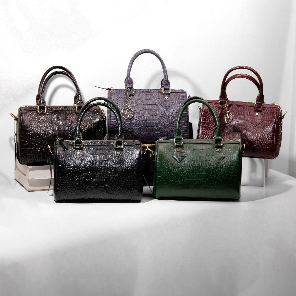 DELUCIA PREMIUM Tas Kulit Wanita Duffle Bag Tas Speedy Kulit Asli Tas Kulit Asli