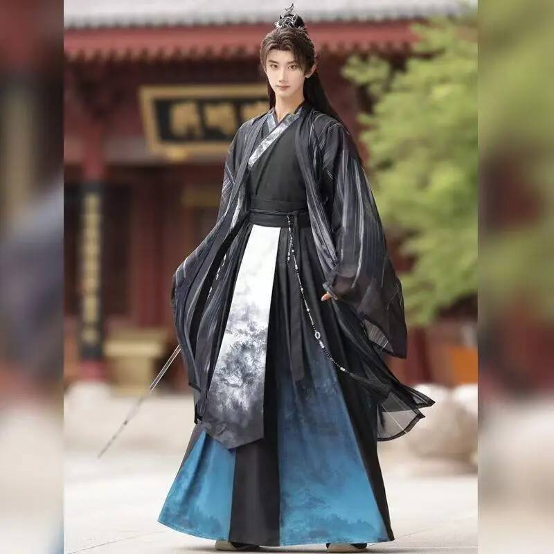 Large Size 3XL Hanfu Men inese Embroidered White Cosplay Costume Ancient Hanfu Set Halloween Cosplay