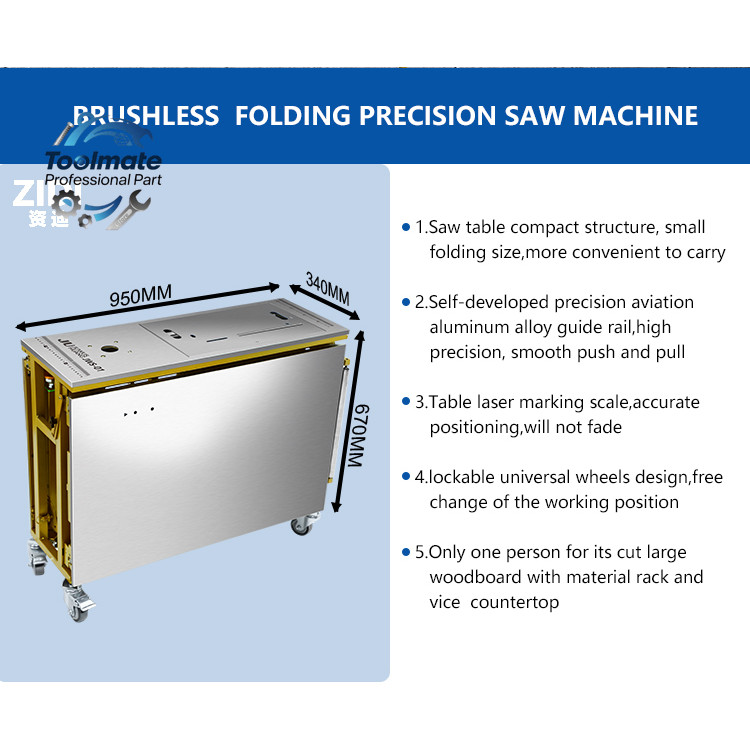 Portable Folding Woodworking Table Saw Mobile Table Saw Sawmill Portable Horizontal Table Saw for Wo