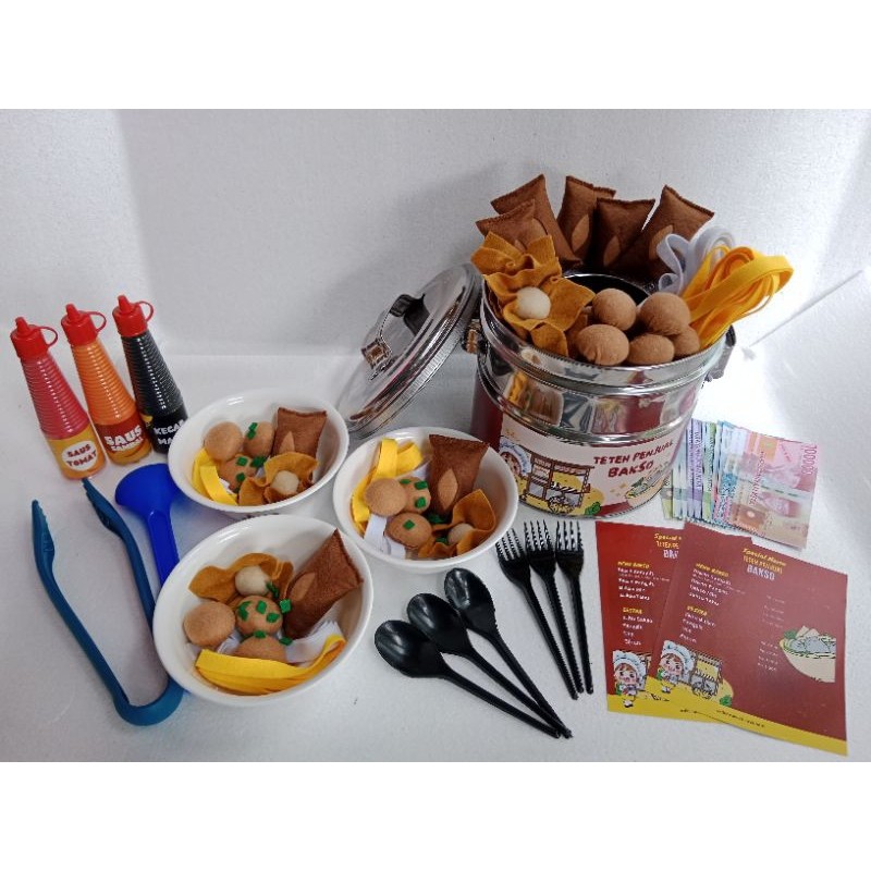 HALHIMAH Teteh Penjual Bakso / Abang Penjual Bakso / Sensory Play / Mainan Anak / Prented Play / Edu
