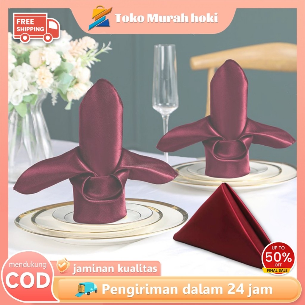Serbet Makan Hotel 43*43cm Napkin Full Cotton Table Napkin Serbet Napkin Kain Serbet Damask Merah