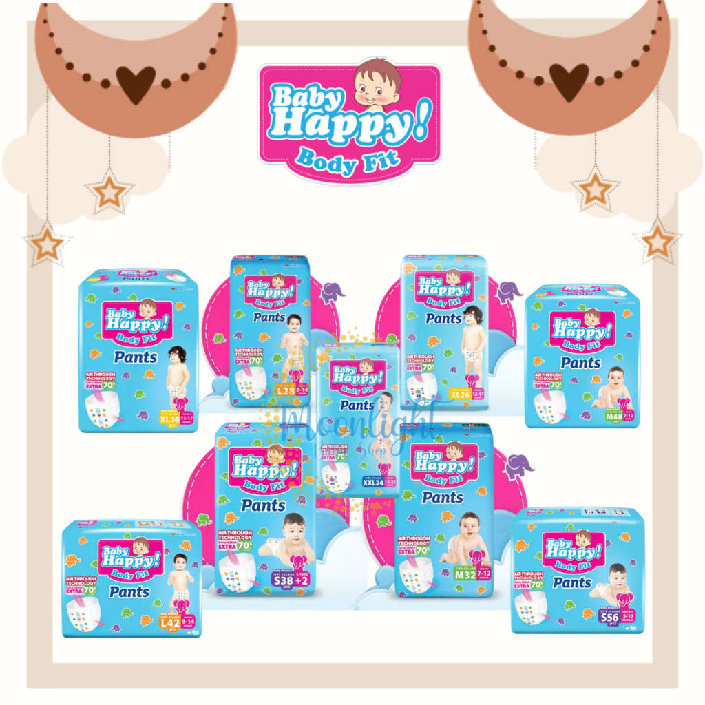Baby Happy Fit Pants Popok Celana S40 / M32 / L30 / XL26 / XXL24