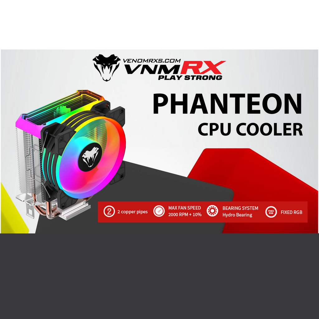 CPU Cooler VenomRX PHANTEON - 2 Copper pipes / 2000 Rpm + 10% / Hydro bearing / Fixed RGB Venom RX