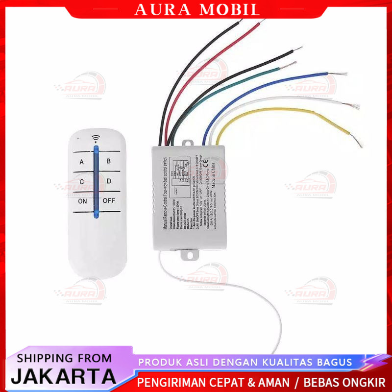 4 Ways Saklar Lampu Wireless Dengan Remote Control On Off Remote 220v Saklar Remot -Aura Mobil