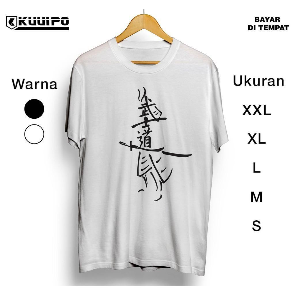 Kaos samuerai kanji japanese / fashion pria jepang / baju impor luar negri / katun lembut premium