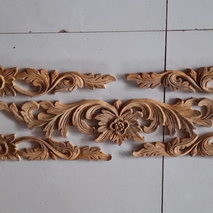 Hiasan Dinding Satu Set Ornamen Ukir Tempel Dekorasi Rumah Jati Kayu ukiran  tempel - Vernish bNs