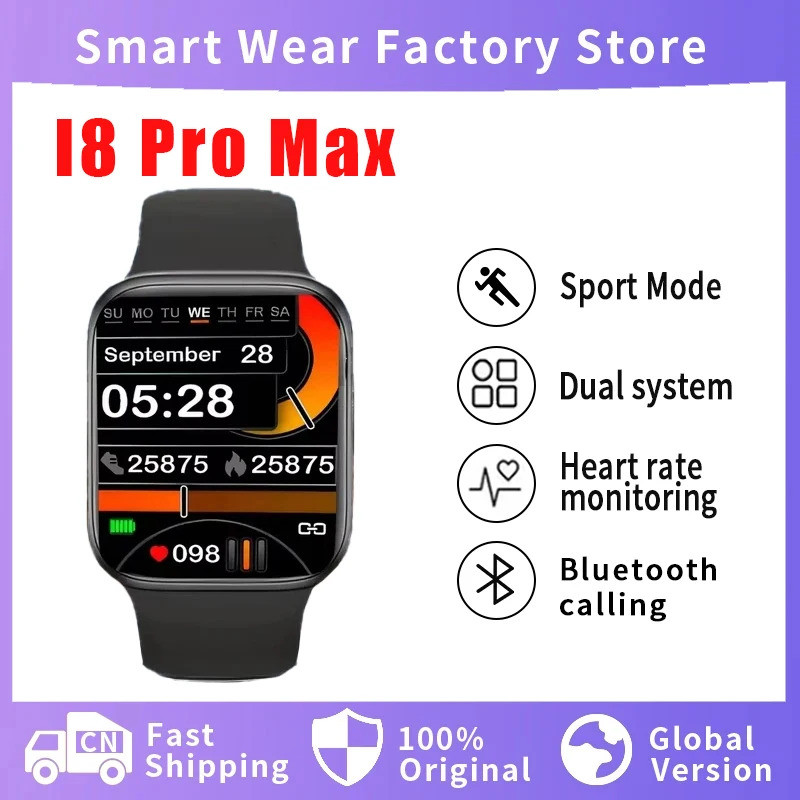 Jam Tangan Pintar I8 Pro Max Ultra Max Wanita Pelacak Aktivitas Kebugaran Olahraga Pria Wanita Bluet