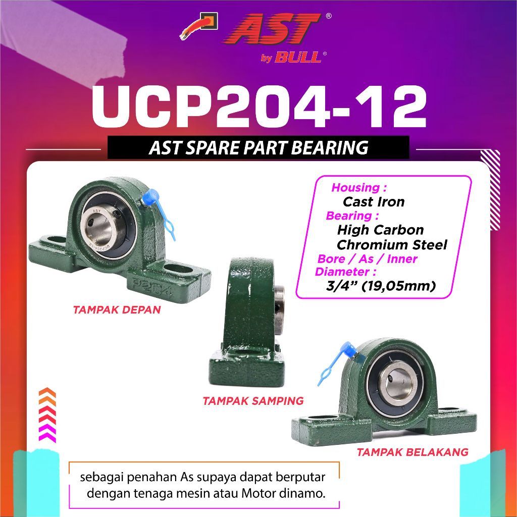 Laker Bearing Duduk 3/4 Inch UCP204-12 Laher Bantalan As Gergaji Serkel