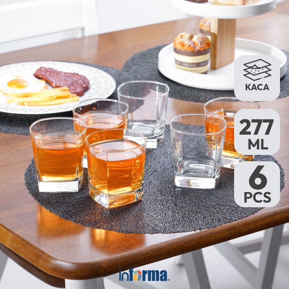 Informa Libbey Tempo Gelas 277 ml Set 6 Pcs Transparan Cup Wadah Air Minum Tempat Minuman Drinkware 