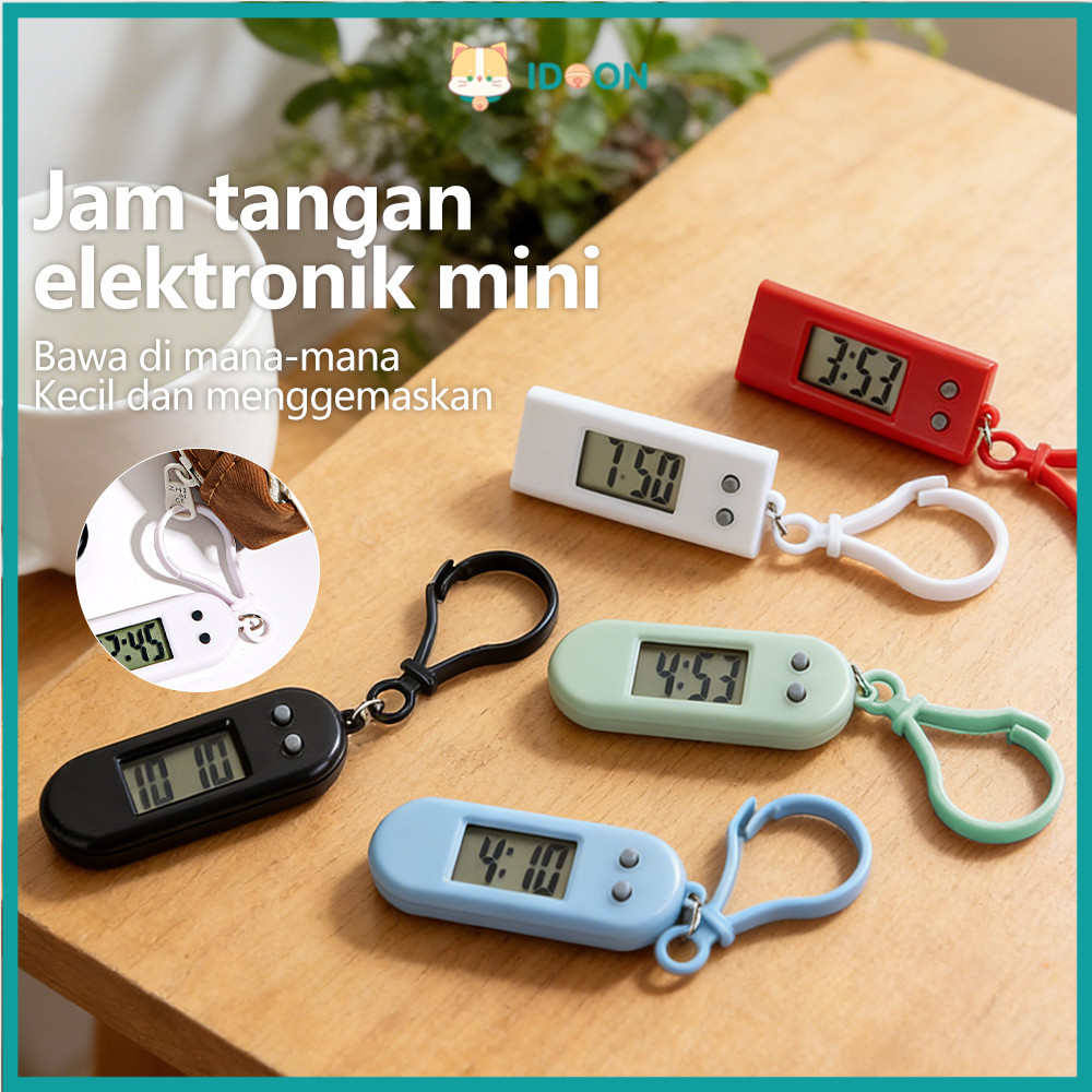 IDOON Gantungan Kunci Jam Digital LCD Jam Digital LCD Saku Senyap Jam Elektronik Digital  Anak Sekol