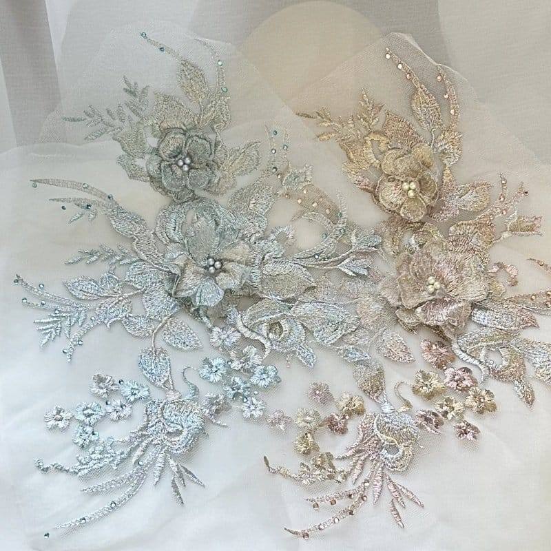 Lace bordir bunga 3d, aplikasi bordir, bordir baju