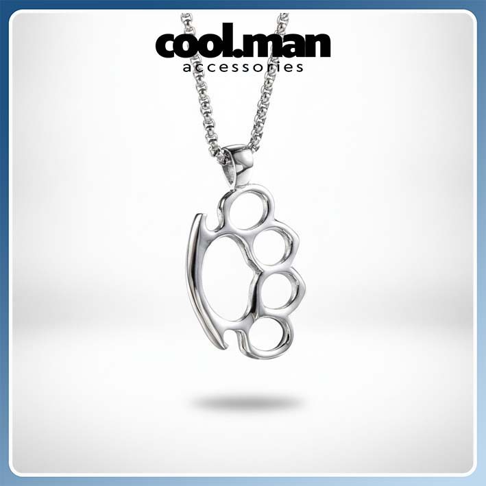 Kalung Pria Wanita  Wanita Liontin Brass Knuckle (Knuckle Duster)