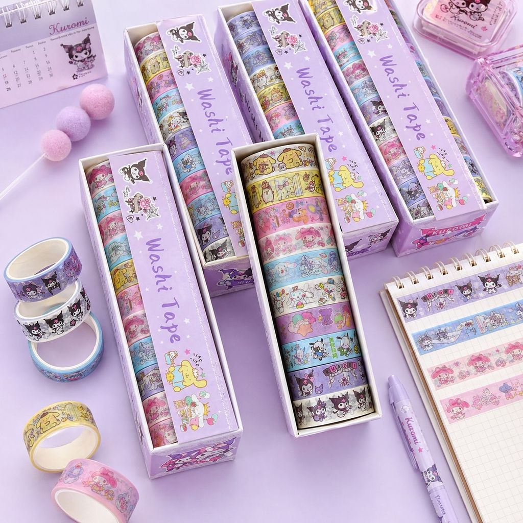 WASHI TAPE ROLL LABEL / TERMURAH STICKER WASHI TAPE ROLL MOTIF  LUCU ISI 10 PCS / DIY STICKER LABEL 