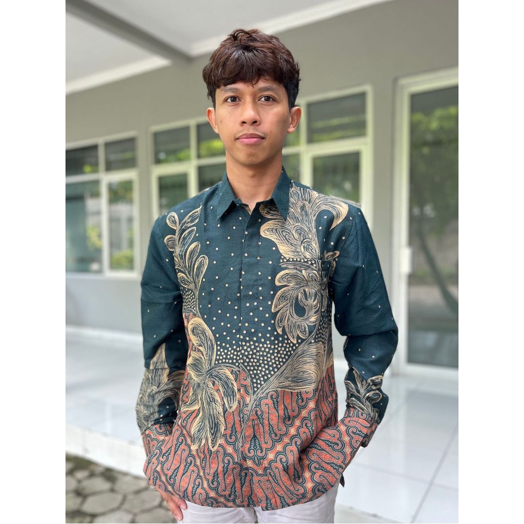 MARGARIA BATIK - Kemeja Batik Pria Lengan Panjang Bahan Dobby - Kemeja Damar