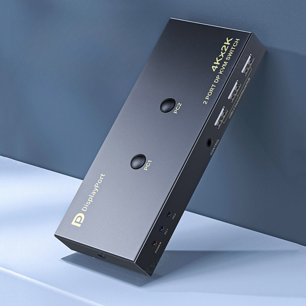 4K Displayport KVM Switch 2-Port KVM DP 2 In 1 Out USB Switch Share Mouse & Keyboad