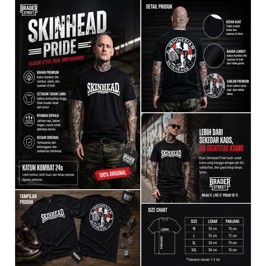cod kaos katun kaos skinhead ( indonesian skinheads), t-shirt skinhead, kaos band, kaos punk, revolt