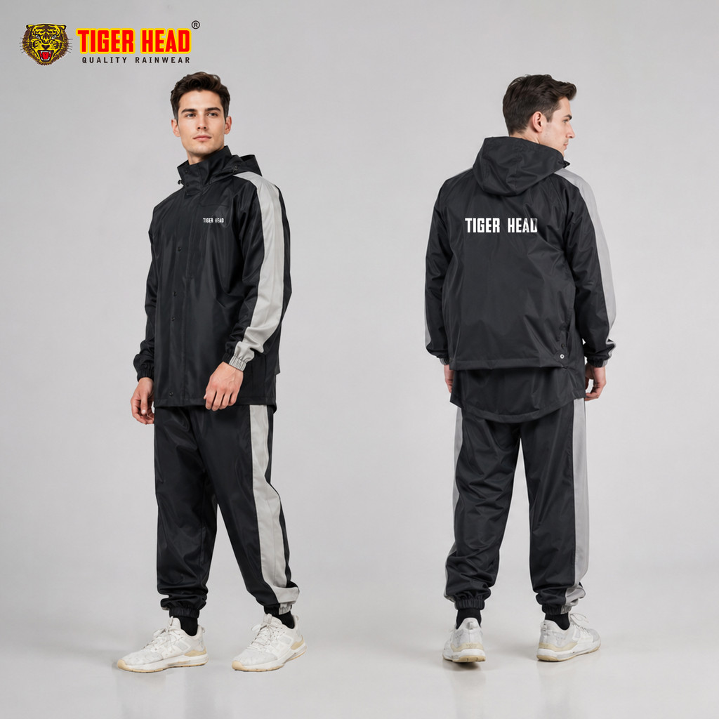 TIGER HEAD Tidak ada saku Jas Hujan Ransel Stelan Dewasa Pria PVC Tebal  Leon - 78004 Anti Bocor
