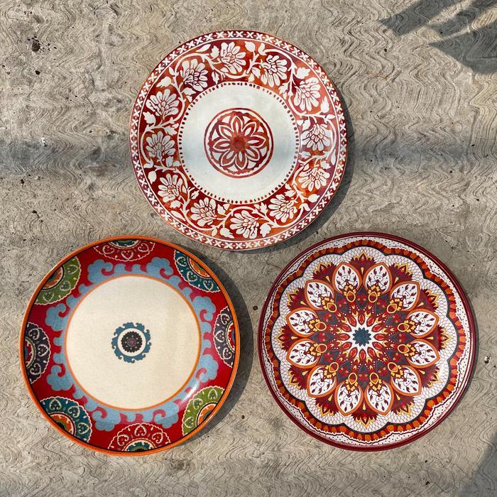 Set Walldecor Mix Maroko/Pajangan Dinding Piring Keramik/FREE KAWAT GANTUNG