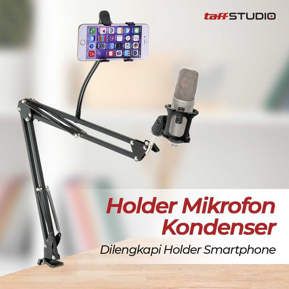 TaffSTUDIO D6 Stand Microphone Suspension Boom Scissor Arm Lazypod Podcast Live Streaming Mik Tripod