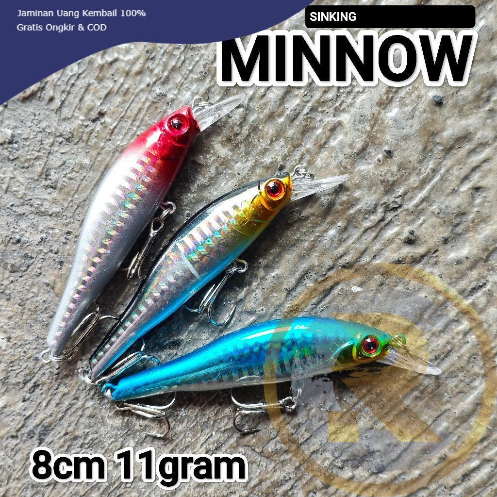 RC MINNOW sinking 8cm 11gram umpan pancing casting
