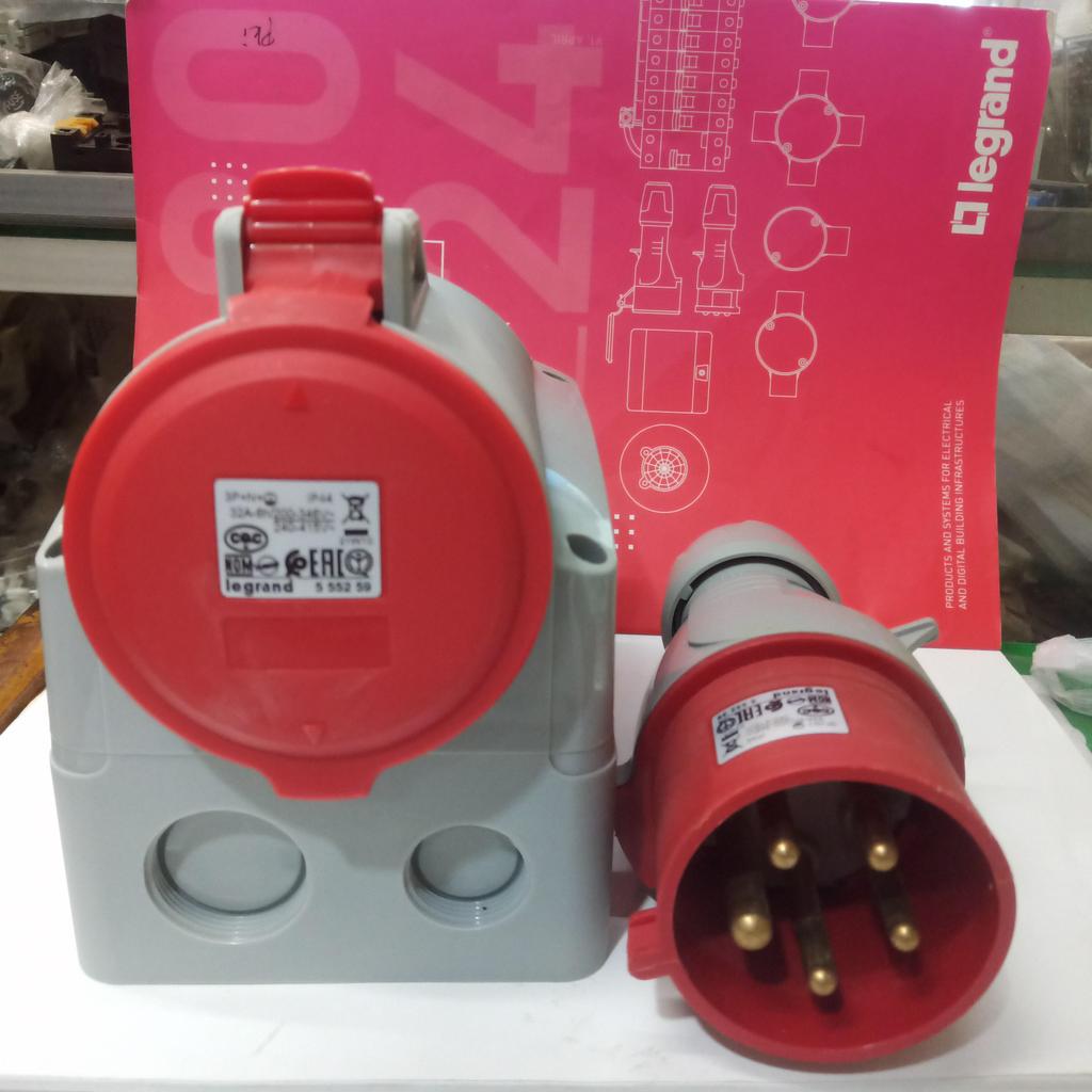 Legrand Stop Kontak Industri Surface 3P+N+E 32A 555259/555239 P17 Tempra Pro IP44 Set Soket Industri