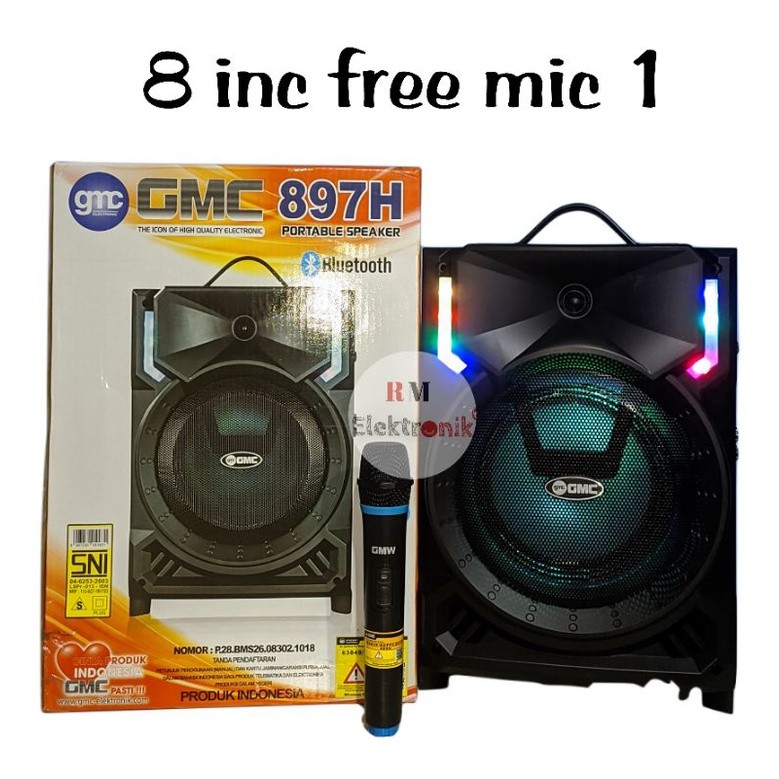 Speaker portable GMC 897H 8 inc / Gmc 897Z bluetooth karaoke 8 inch plus mic wireless