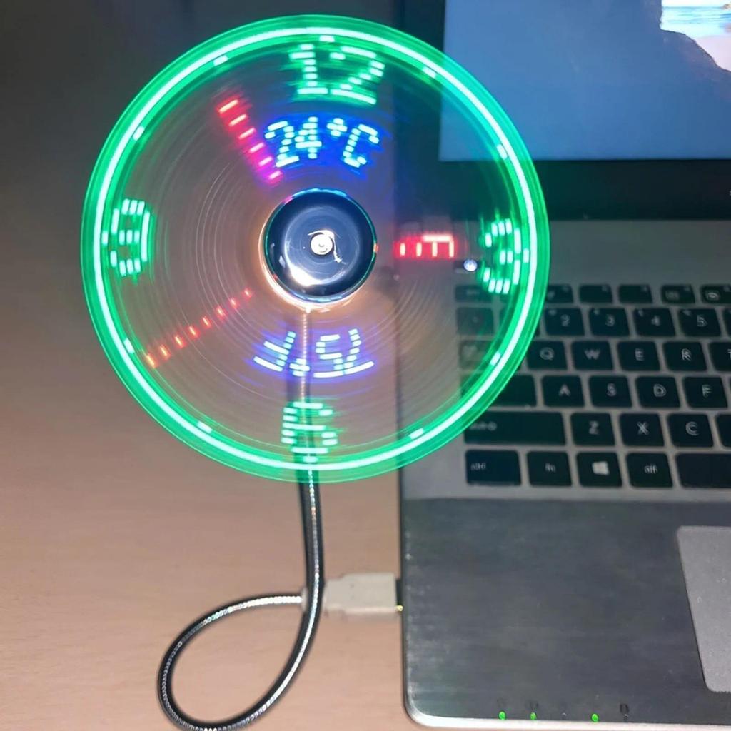 USB Clock Fan with Real Time Clock Portable Clock Fan Temperature splay Function Creative Mini Fan f