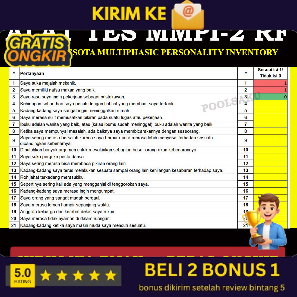 Softwere Tes Psikologi Psikotes MMPI 2 RF MMPI 2-RF MMPI2RF MMPI 2RF MMPI2 RF MMPI2-RF (BUKAN BUKU)