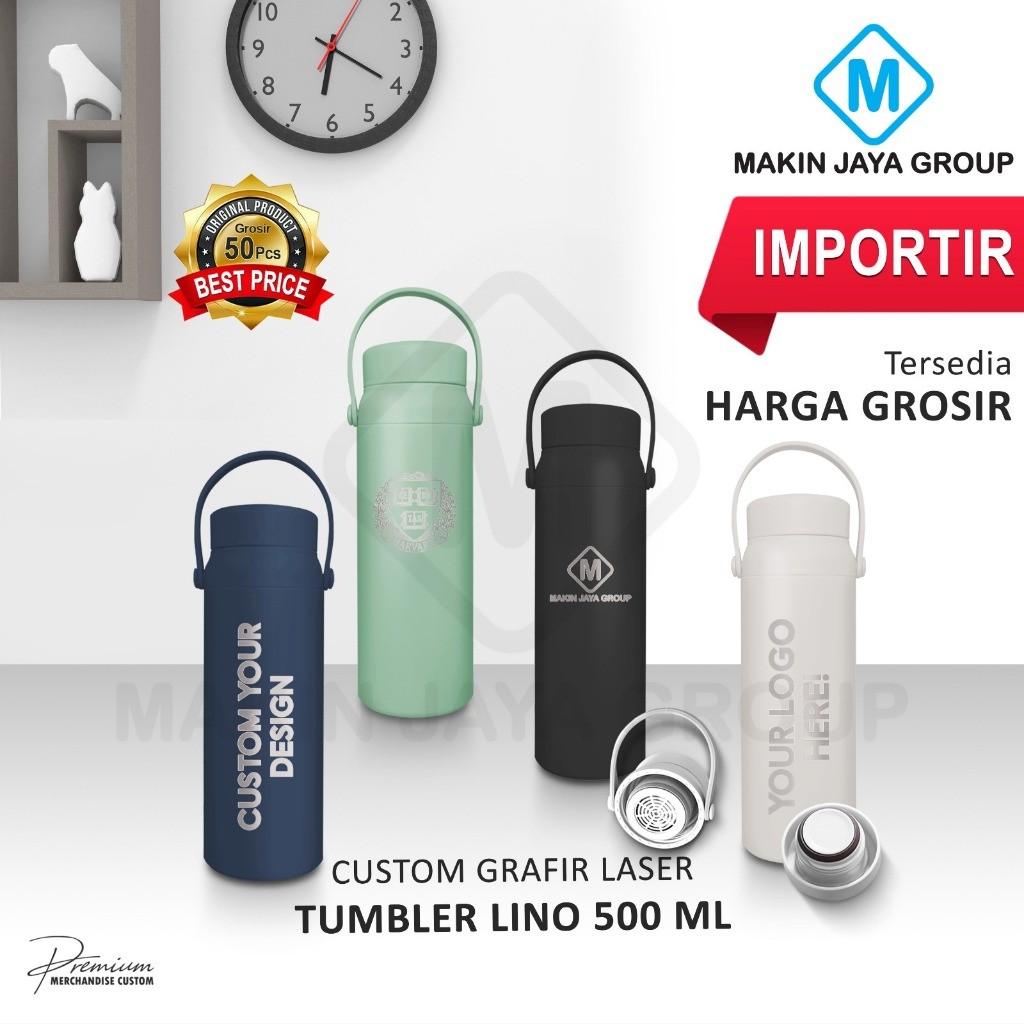 CUSTOM GRAFIR TUMBLER LINO botol minum stainles 500ml WANNA BE SCREW Sus 316 TERMOS AIR PANAS stainl