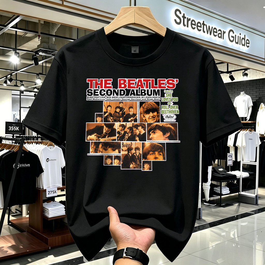 Kaos Pria The Beatles Second Album Grafis Retro Musik Rock Kaos Band Band Merch Kaos Vintage T Shirt