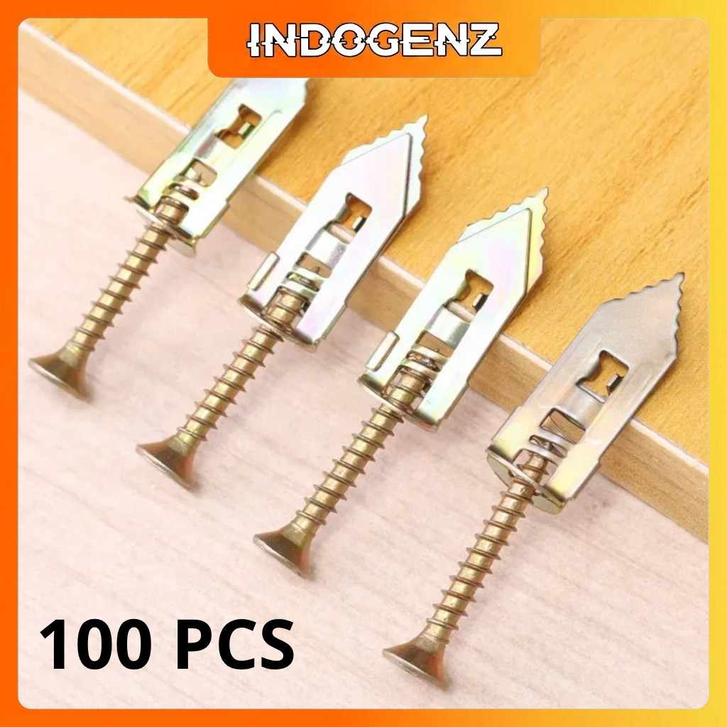 100 PCS Sekrup Expansion Screw Anchor Paku Ekspansi Fisher Gypsum