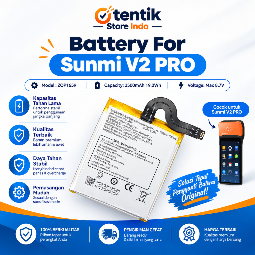 Baterai Mesin EDC Kasir Sunmi V2 PRO