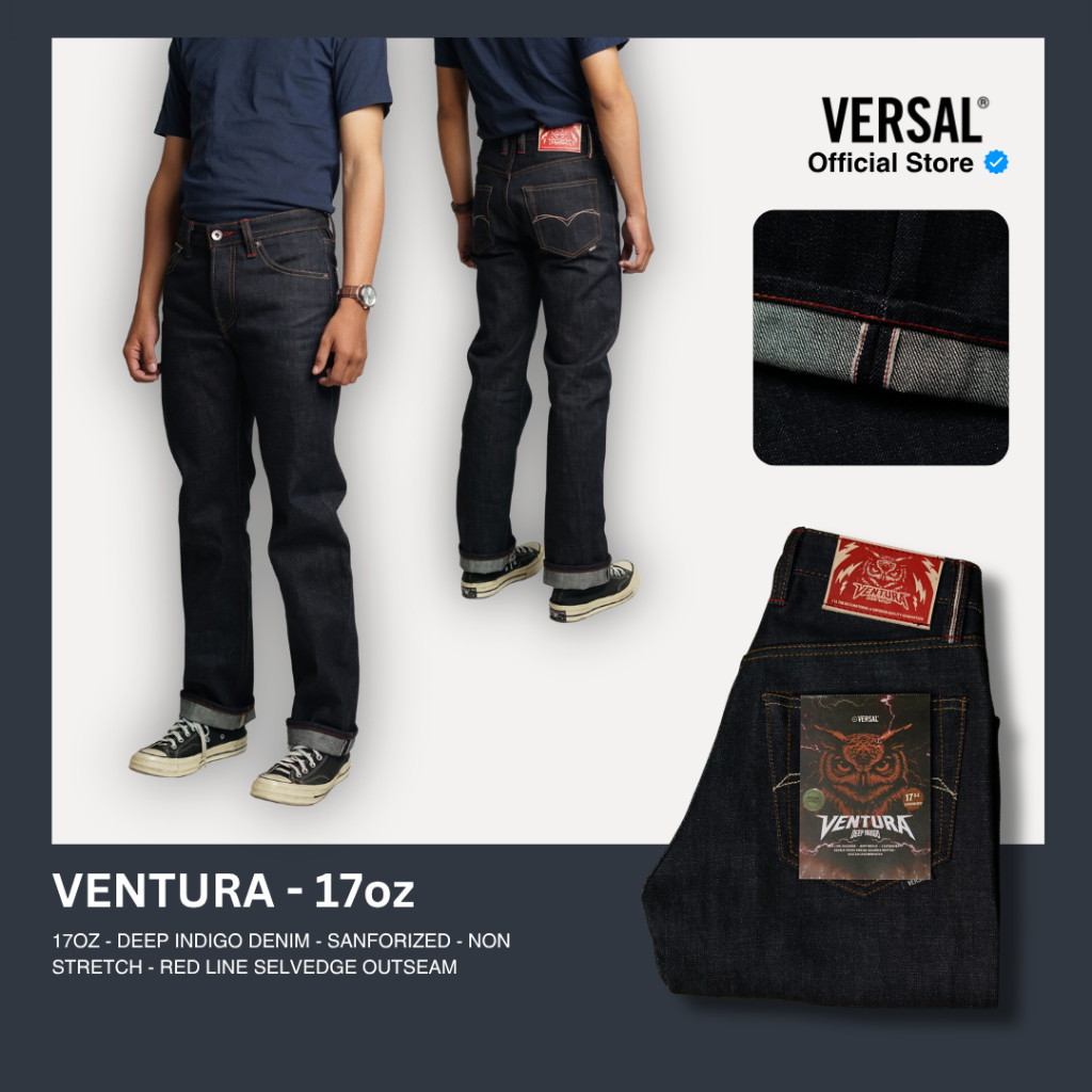 Versal The Finest- NEW VENTURA 17oz Deep Indigo With Red Line Selvedge Denim (Ready Stock)