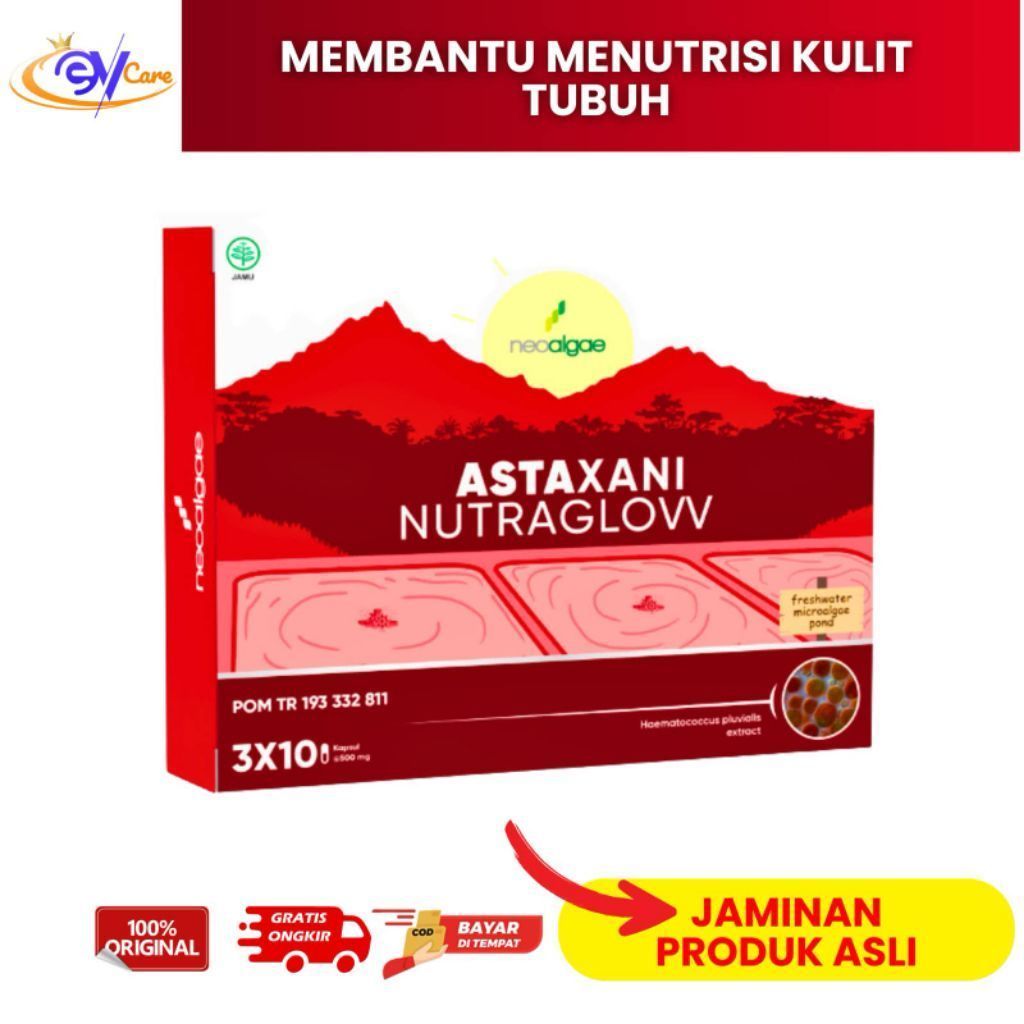 Astaxani Nutraglow Suplemen Pemutih Kulit Astaxanthin 10mg Organik Mencerahkan Kulit