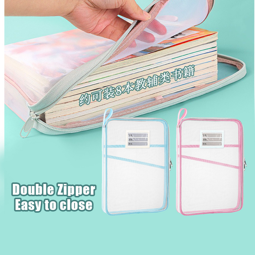Map Dokumen Penting 3 Lapis Transparan – Tas Folder/Map Keeper Resleting Aesthetic, organizer buku &