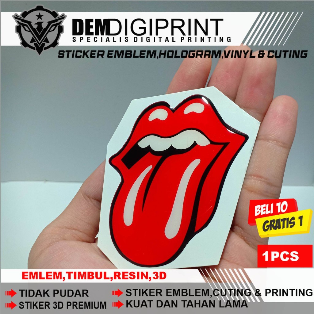 THE ROLLING STONES Emblem sticker timbul resin lentur