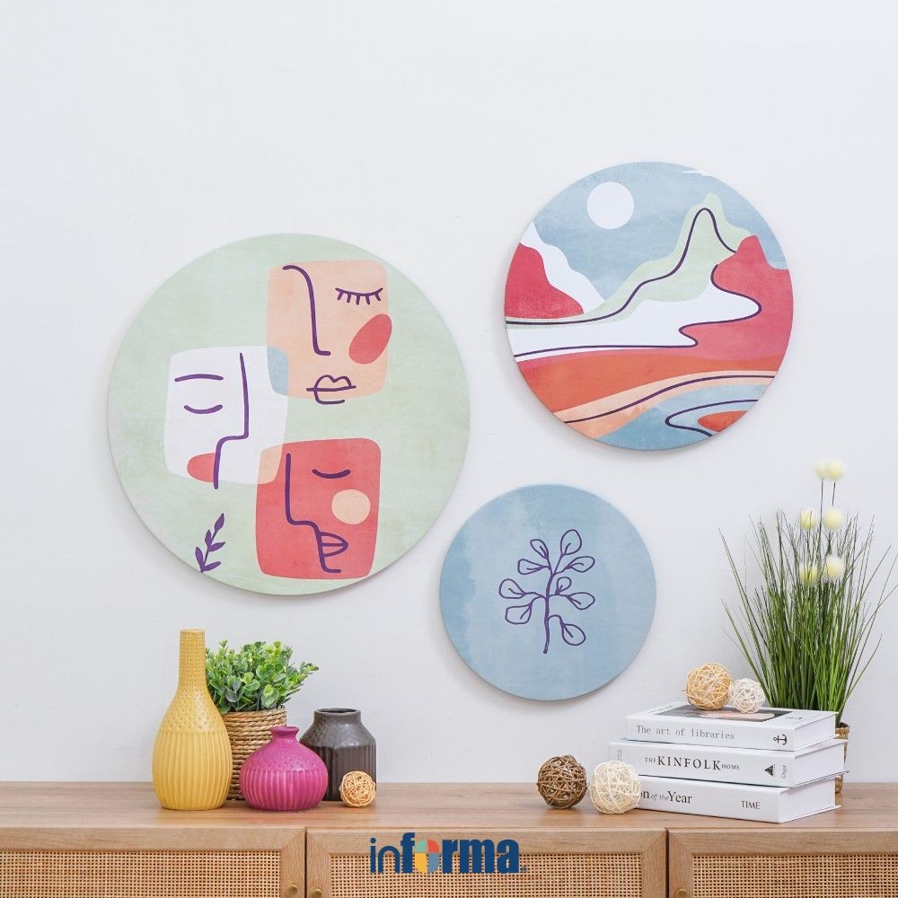 Informa 53.5x53.5 cm Set 3 Pcs Hiasan Dinding Print Face Z6 Wall Art Lukisan Dinding Poster Kanvas D