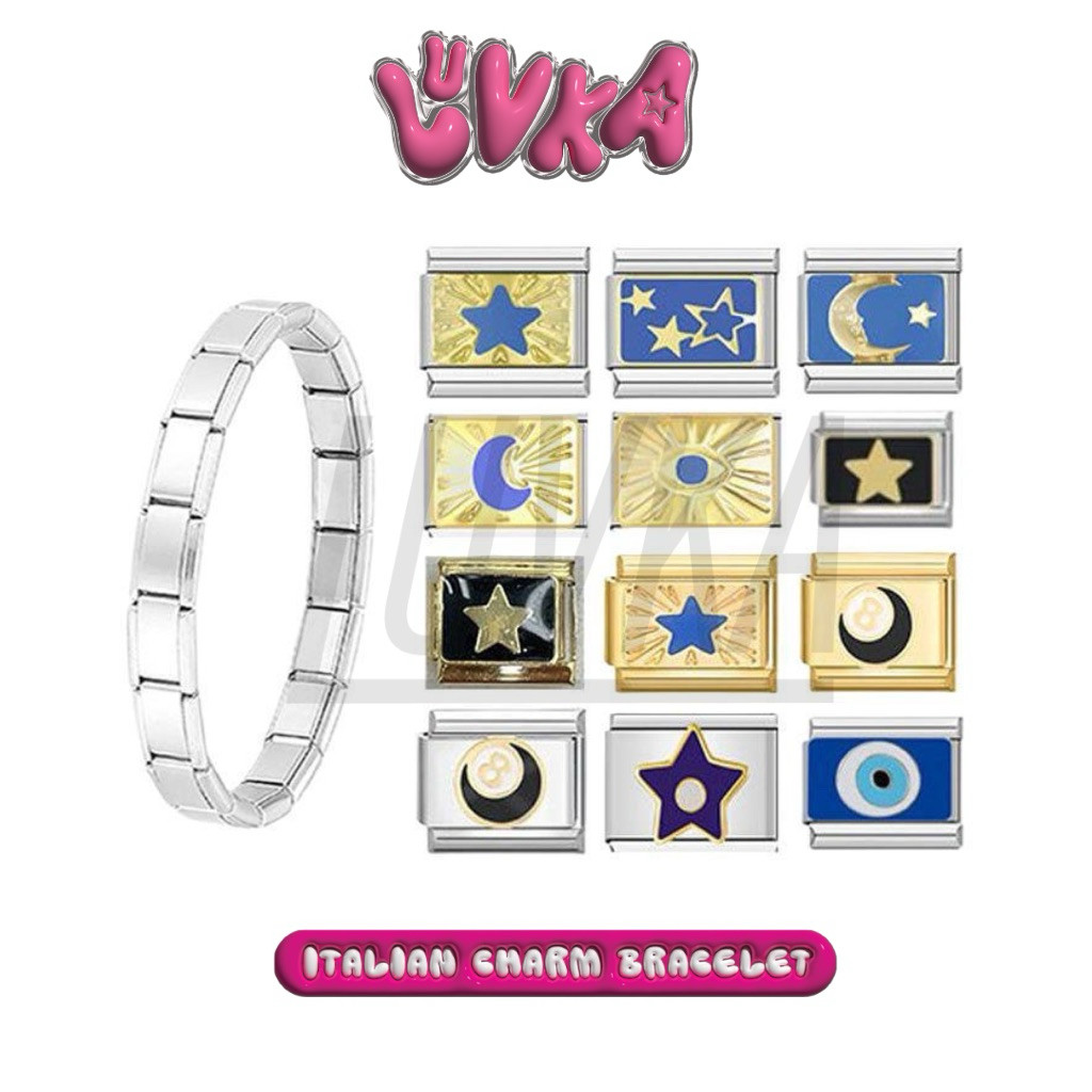 Luvka - Italian Charm Bracelet Star Series Gold & Platinum / Charm Premium Italian Bracelet By Luvka