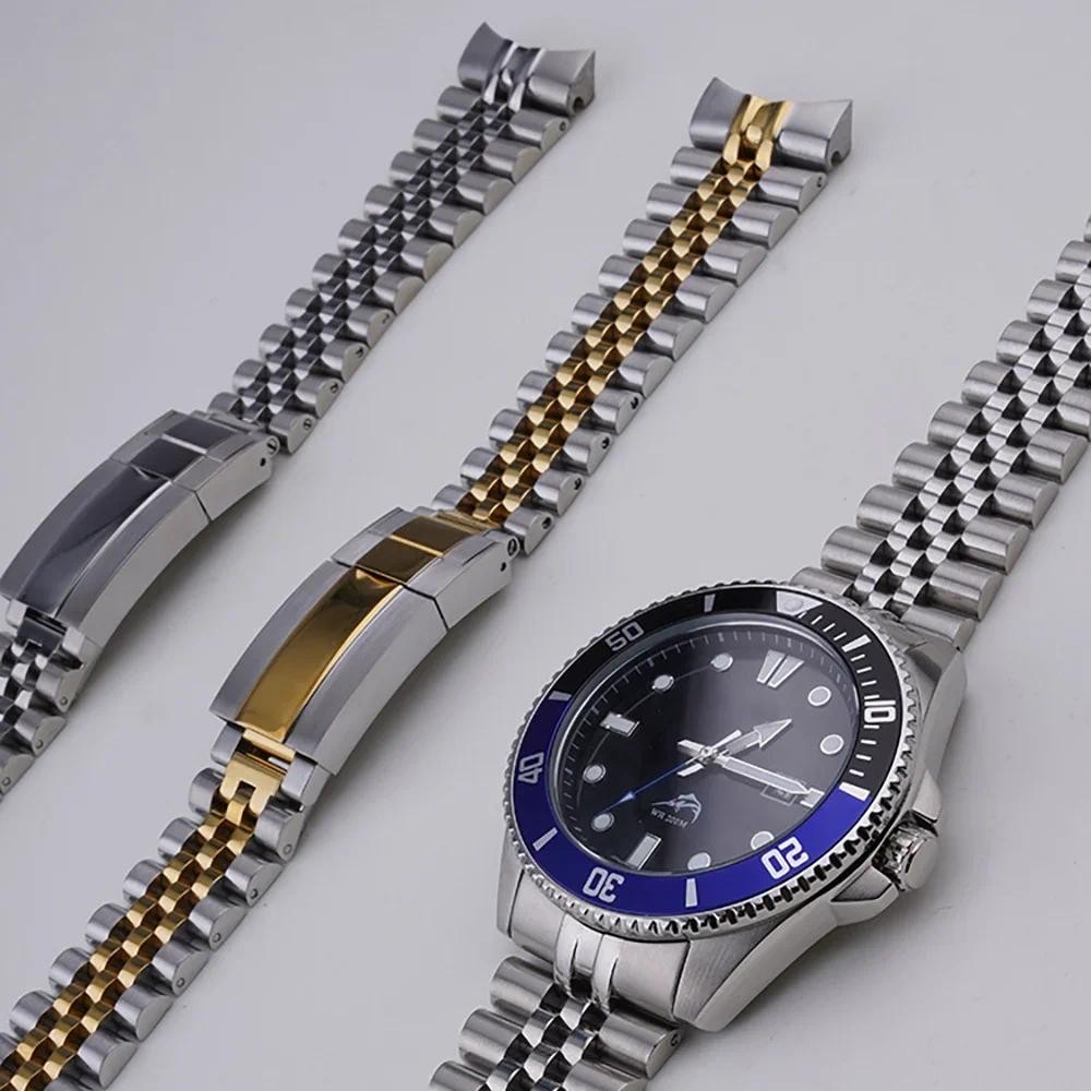 Rolamy 22mm Jubilee Wat Band For Casio MDV-106 MDV-106A MDV-106B MDV106G MDV107 316L Silver Gold Sol