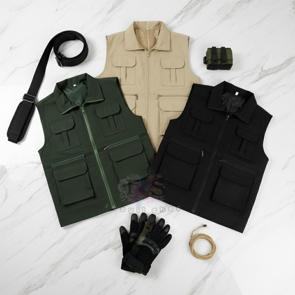 Rompi Lapangan Pria Dewasa Ada Kerah Model Cargo – Vest Gunung Outdoor Tactical RMPD005