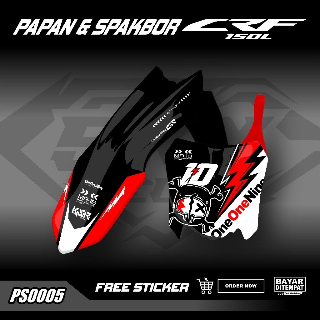 DECAL PAPAN DAN SPAKBOR CRF 150L STICKER PAPAN NOMOR DAN SPAKBOR DEPAN CRF 150L