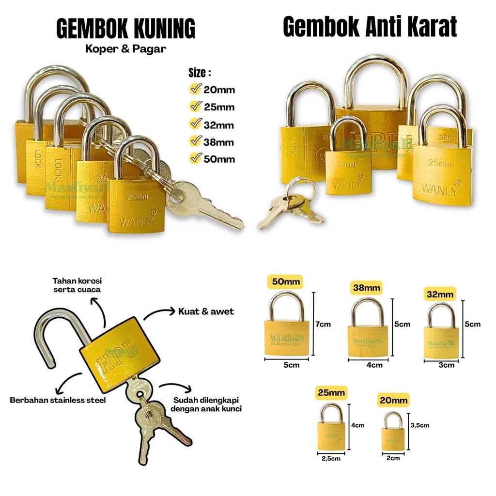 GEMBOK BESI GEMBOK KOPER GEMBOK TAS GEMBOK MINI GEMBOK MINI GOLD PERLENGKAPAN HAJI UMRAH