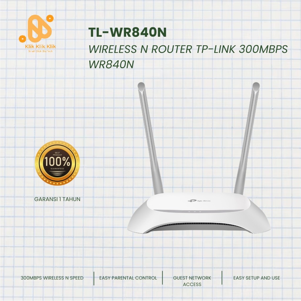 TP-Link TL-WR840N Router Wireless WiFi N300 Mbps Internet Stabil 2 Antena Penguat Sinyal Laptop PC