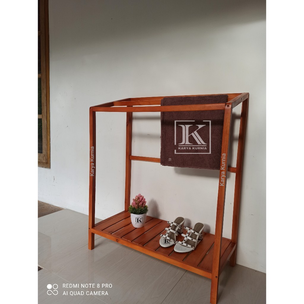 zelvaco - Jemuran Handuk/Rak Handuk Kuat Kokoh/Jemuran Handuk Kayu/Jemuran Handuk Minimalis/Rak Peng