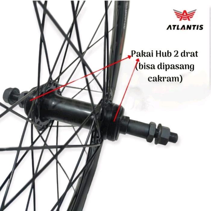 WHEELSET SEPEDA 20 MURNI 20" INCH SEPASANG VELG RIMS ATLANTIS DEPAN BELAKANG RODA JADI LENGKAP SEPAK