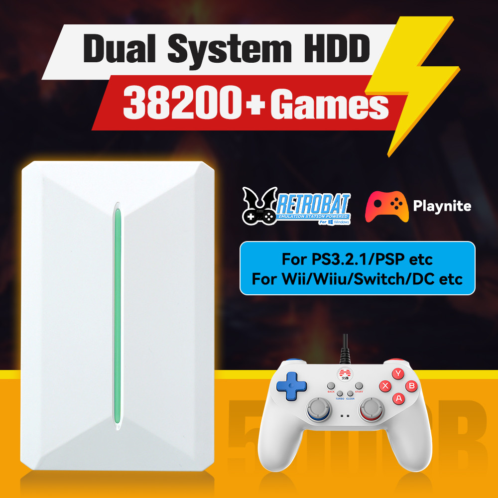 Retrobat＆Playnite System HDD Retro Game Console for PS3/PS2/WIIU/WII/Switch/MAME 50+Emulators 38293 